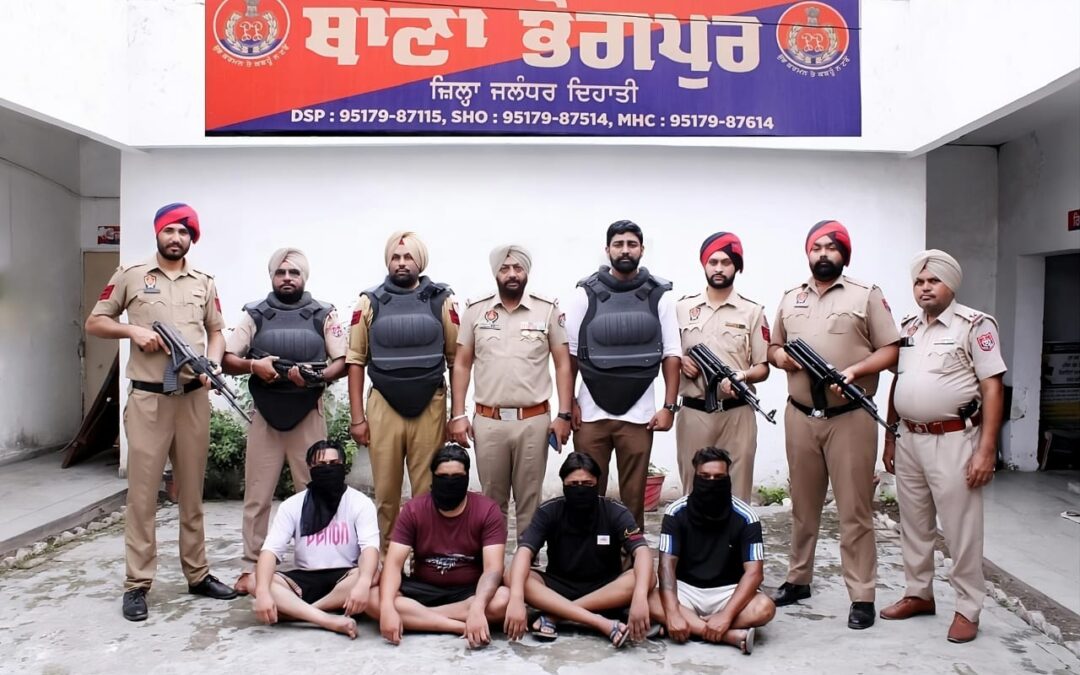 ਪੰਜਾਬ ਪੁਲਿਸ ਨੇ ਗੈਂਗਸਟਰ ਜੱਗੂ ਭਗਵਾਨਪੁਰੀਆ ਗੈਂਗ ਦੇ ਚਾਰ ਮੈਂਬਰਾਂ ਨੂੰ ਗਰਮਾ-ਗਰਮੀ ਤੋਂ ਬਾਅਦ ਕੀਤਾ ਕਾਬੂ