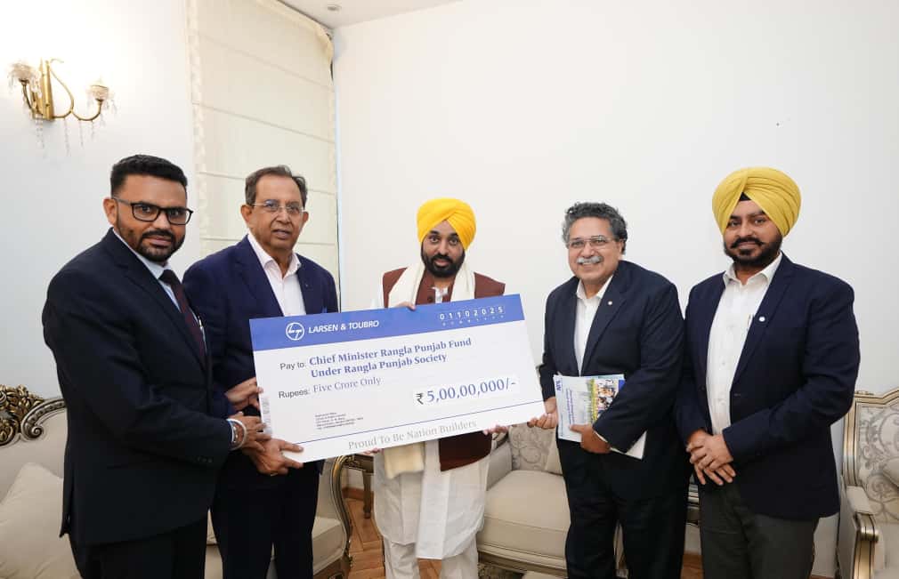 ਐਲ.ਐਂਡ ਟੀ. ਕੰਪਨੀ ਵੱਲੋਂ ਚੜ੍ਹਦੀ ਕਲਾ ਮਿਸ਼ਨ ਲਈ ਪੰਜ ਕਰੋੜ ਰੁਪਏ ਦਾ ਯੋਗਦਾਨ