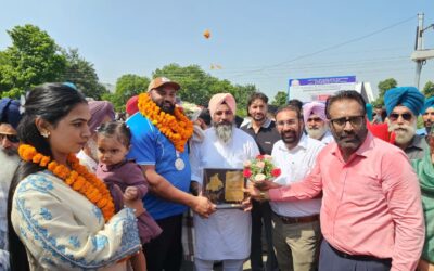ਏਸ਼ੀਅਨ ਗੇਮਜ਼ ’ਚ ਲਗਾਤਾਰ ਤੀਜਾ ਤਗ਼ਮਾ ਜਿੱਤ ਕੇ ਪਟਿਆਲਾ ਪਰਤੇ ਉਲੰਪੀਅਨ ਤੇਜਿੰਦਰਪਾਲ ਸਿੰਘ ਤੂਰ ਦਾ ਭਰਵਾਂ ਸਵਾਗਤ